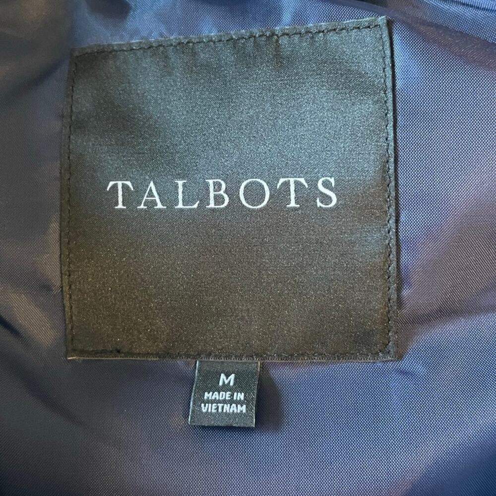 Talbots Womens M Navy Plaid Down Filled Quilted Puffer Vest Zip Pockets Preppy - Picture 4 of 13